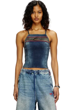 Diesel Top in stretch bicolour denim Tops Woman