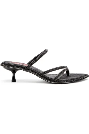 Diesel D-Havanna-Kitten-heel mules in crystal denim Sandals Woman