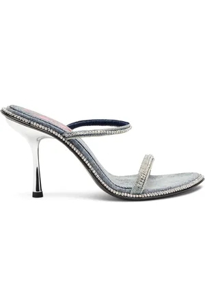 Diesel D-Havanna-Heeled mules in crystal denim Sandals Woman