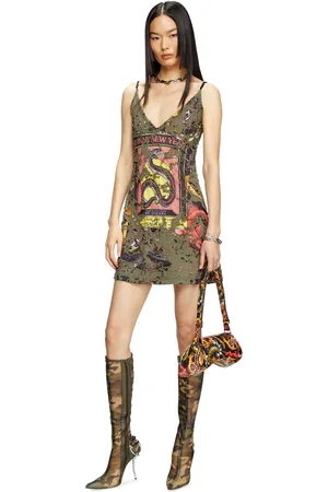 Diesel Destroyed snake-print slip dress Dresses Woman