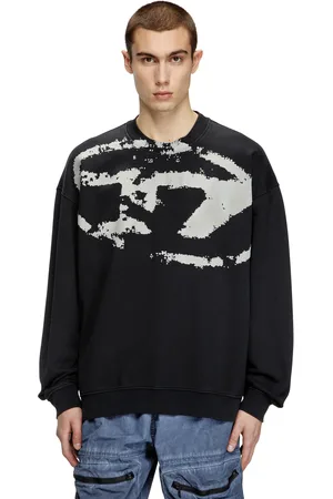Diesel Sweatshirt with distressed flocked logo Sweaters Man