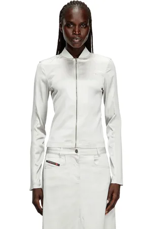Diesel Rib-knit and stretch satin jacket Jackets Woman