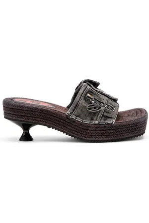 Diesel D-Ibiza-Heeled platform espadrilles in denim Sandals Woman