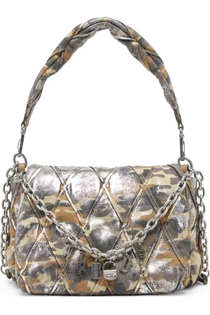 Diesel Charm-D M-Shoulder bag in metallic camo canvas Shoulder Bags Woman