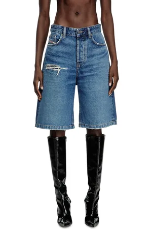 Diesel Shorts in denim with ripped details Shorts Woman