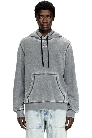 Diesel Burnout hoodie with metal-look logo Sweaters Man