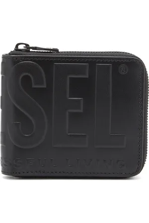 Diesel Leather zip wallet with embossed logo Small Wallets Man