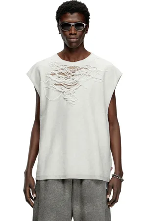 Diesel Sleeveless sweatshirt with distressed front Sweaters Man
