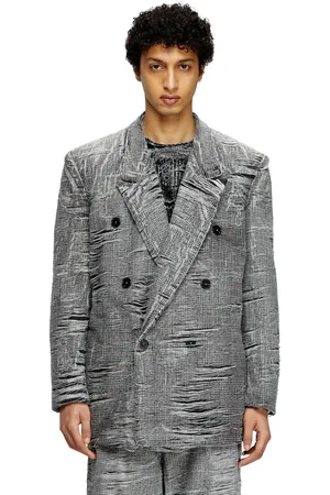 Diesel Blazer in distressed Prince of Wales denim Denim Jackets Man