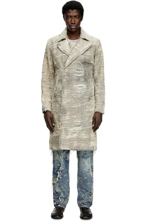 Diesel Coat in distressed Prince of Wales denim Denim Jackets Man