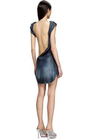 Diesel Dress in glossy coated Tencel denim Dresses Woman