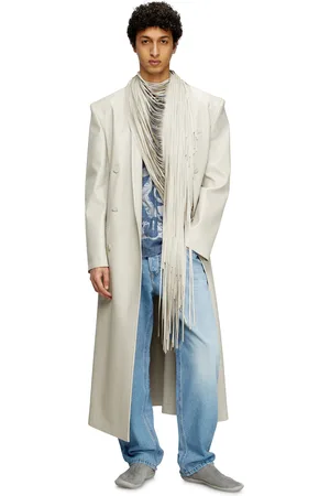 Diesel Long coat with shredded scarf fringing Jackets Man