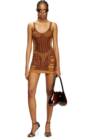 Diesel Mini dress in distressed second-skin knit Dresses Woman