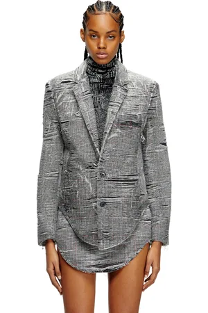 Diesel Blazer in distressed Prince of Wales denim Denim Jackets Woman