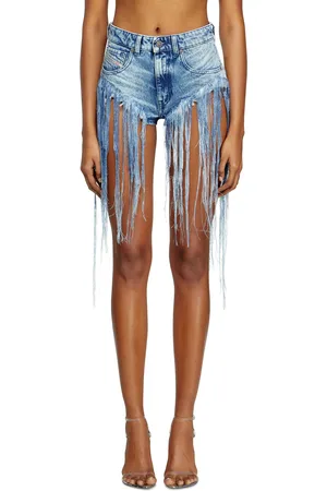 Diesel Shorts in distressed fringed denim Shorts Woman
