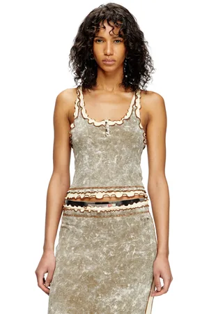 Diesel Marbled tank top with ruffles T-Shirts Woman