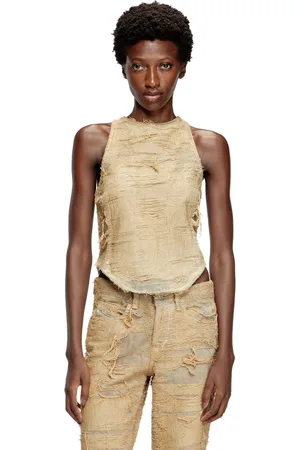 Diesel Top in overdyed floating-thread denim Tops Woman