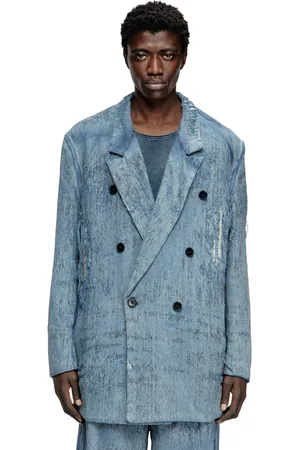 Diesel Blazer in ultra-destroyed jacquard denim Denim Jackets Unisex