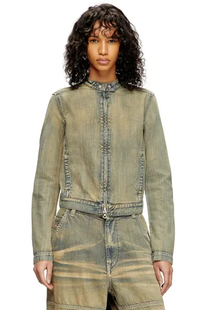 Diesel Moto jacket in gold-brush denim Denim Jackets Woman