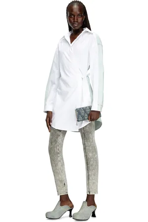 Diesel Wrap shirt dress in poplin and denim Dresses Woman