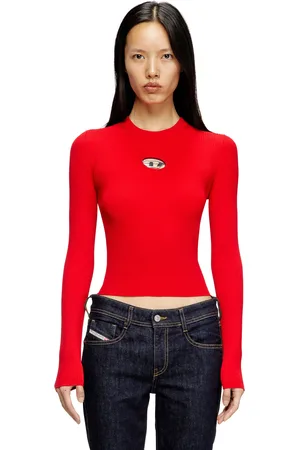 Diesel Rib-knit viscose-blend top with Oval D Tops Woman