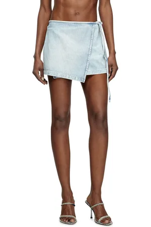 Diesel Short wrap skirt in herringbone denim Skirts Woman