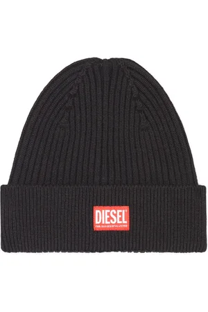 Diesel Ribbed beanie with logo patch Knit caps Unisex
