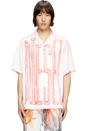Diesel Satin bowling shirt with graffiti logo Shirts Unisex