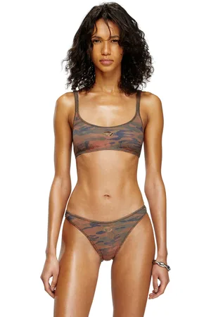 Diesel Camo bikini top with cut-out logo Bras Woman