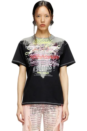 Diesel Crew neck T-shirt with lyrics print T-Shirts Woman