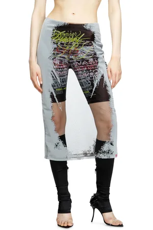 Diesel Layered midi skirt with lyrics print Skirts Woman