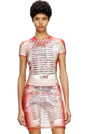 Diesel Sheer T-shirt with lyrics print T-Shirts Woman