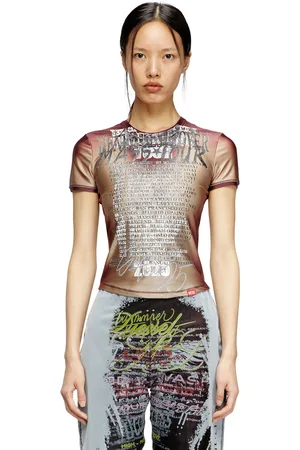 Diesel Short-sleeve top with lyrics print T-Shirts Woman