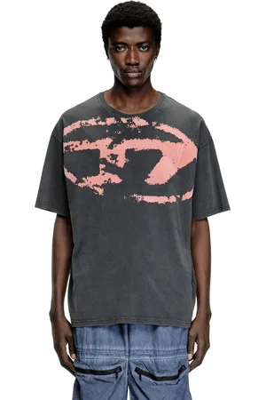 Diesel Acid-wash T-shirt with flocked Oval D logo T-Shirts Man