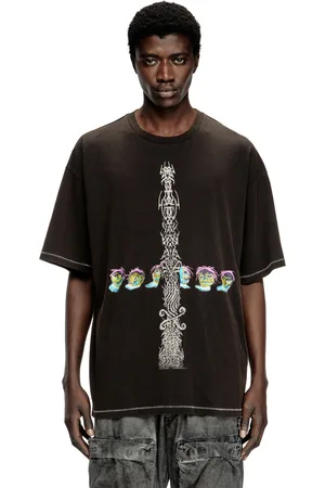 Diesel Acid-wash T-shirt with printed graphics T-Shirts Man