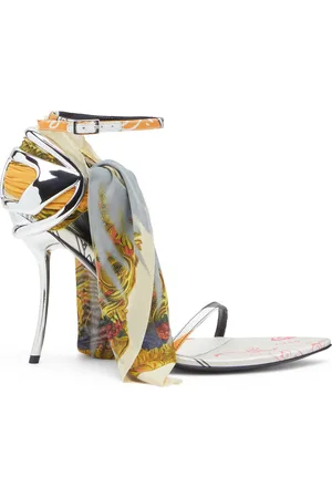 Diesel D-Ten & Half-Bandana stiletto sandals in satin Sandals Woman