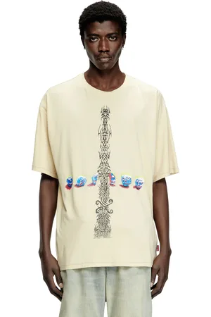 Diesel Acid-wash T-shirt with printed graphics T-Shirts Man