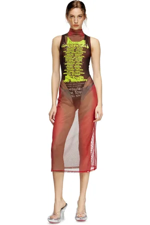 Diesel Layered vest dress with lyrics print Dresses Woman