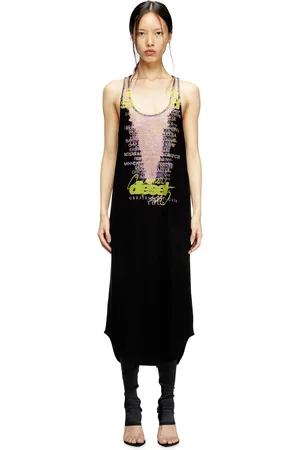 Diesel Sleeveless tank dress with lyrics print Dresses Woman