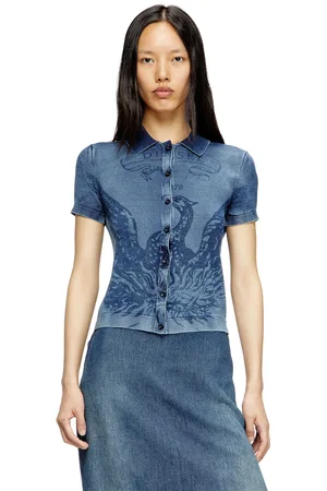 Diesel Indigo shirt-cardigan with Phoenix logo Knitwear Woman