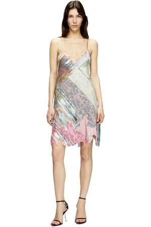 Diesel Viscose slip dress with Heraldic print Dresses Woman