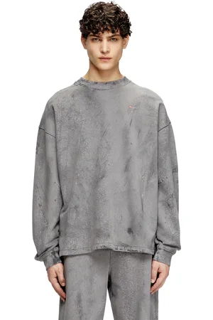 Diesel Cracked-effect sweatshirt with micro logo Sweaters Man