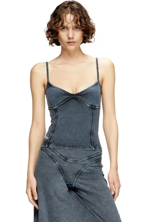 Diesel Strappy top in denim-look jersey T-Shirts Woman