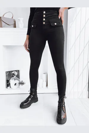 D-Street Spodnie damskie jeansowe SKULL czarne UY1752