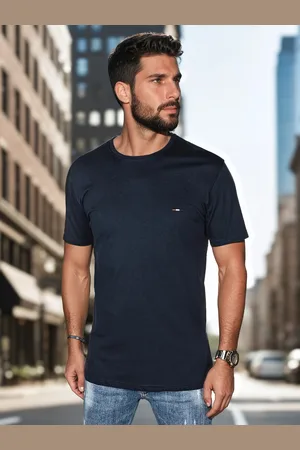 D-Street T-shirt męski z haftem granatowy RX5633