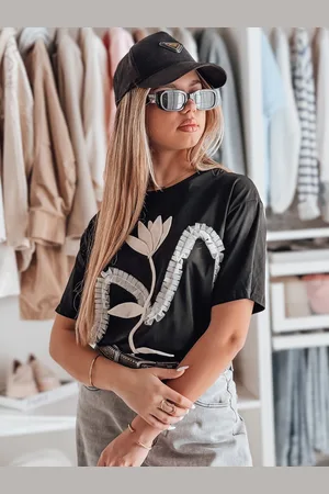 D-Street T-shirt damski oversize z efektem 3D czarna RY2716