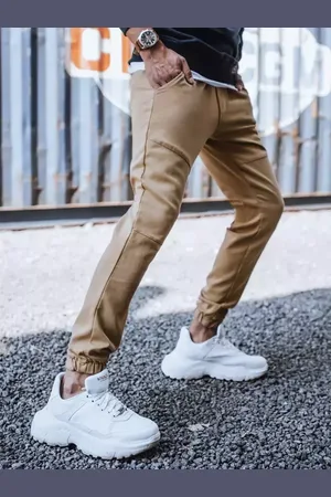 D-Street Spodnie męskie dresowe typu jogger kamelowe UX3304