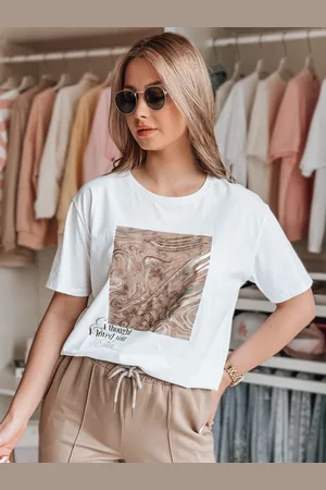 D-Street T-shirt damski PISTAN biały RY2603