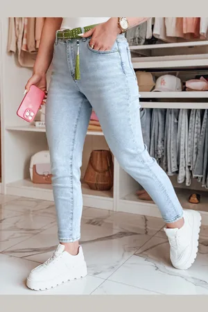 D-Street Spodnie damskie jeansowe skinny z paskiem FITARINKA niebieskie UY2422
