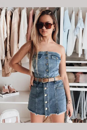 D-Street Top damski gorsetowy jeansowy GORSETORA niebieski RY2826